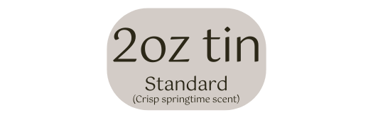 2oz tin Standard Crisp springtime scent