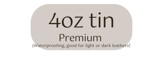 4oz tin Premium Waterproofing good for light or dark leathers